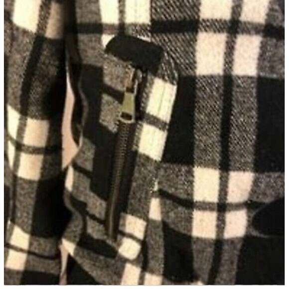YMI black white check plaid pattern jacket coat full zipper short cool street - Picture 14 of 16